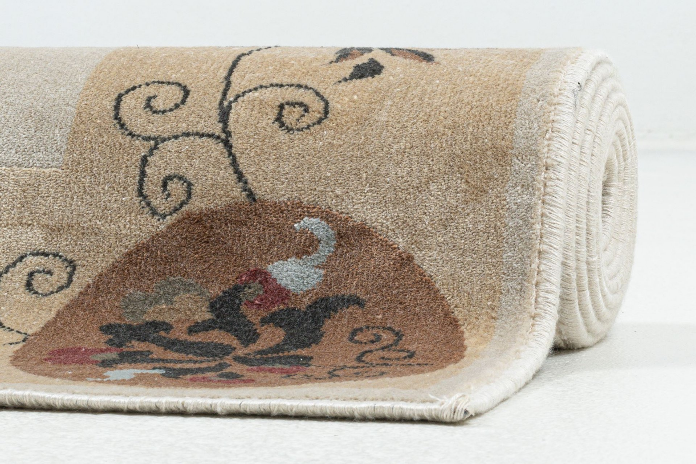 Tapis tissé avec bordure et motif floral avec effet brillant - Cherina