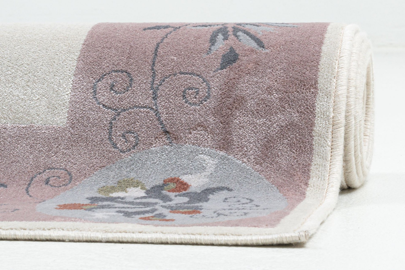 Tapis tissé avec bordure et motif floral avec effet brillant - Cherina