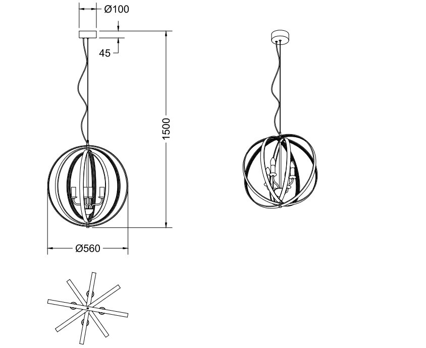 Suspension en métal design, D.V014051, CANDELA
