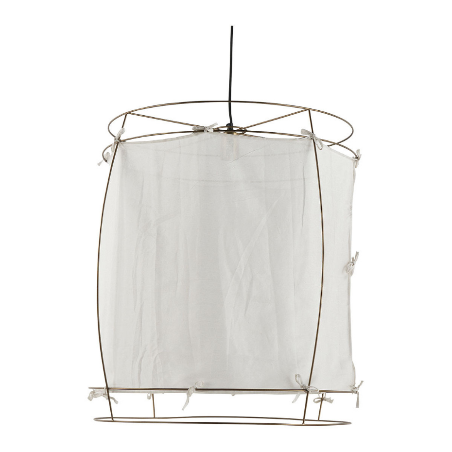 Suspension tissu et métal finition laiton 75x75x66