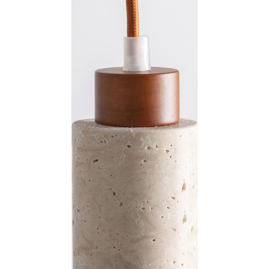 Lustre suspendu en travertin finition texturée
