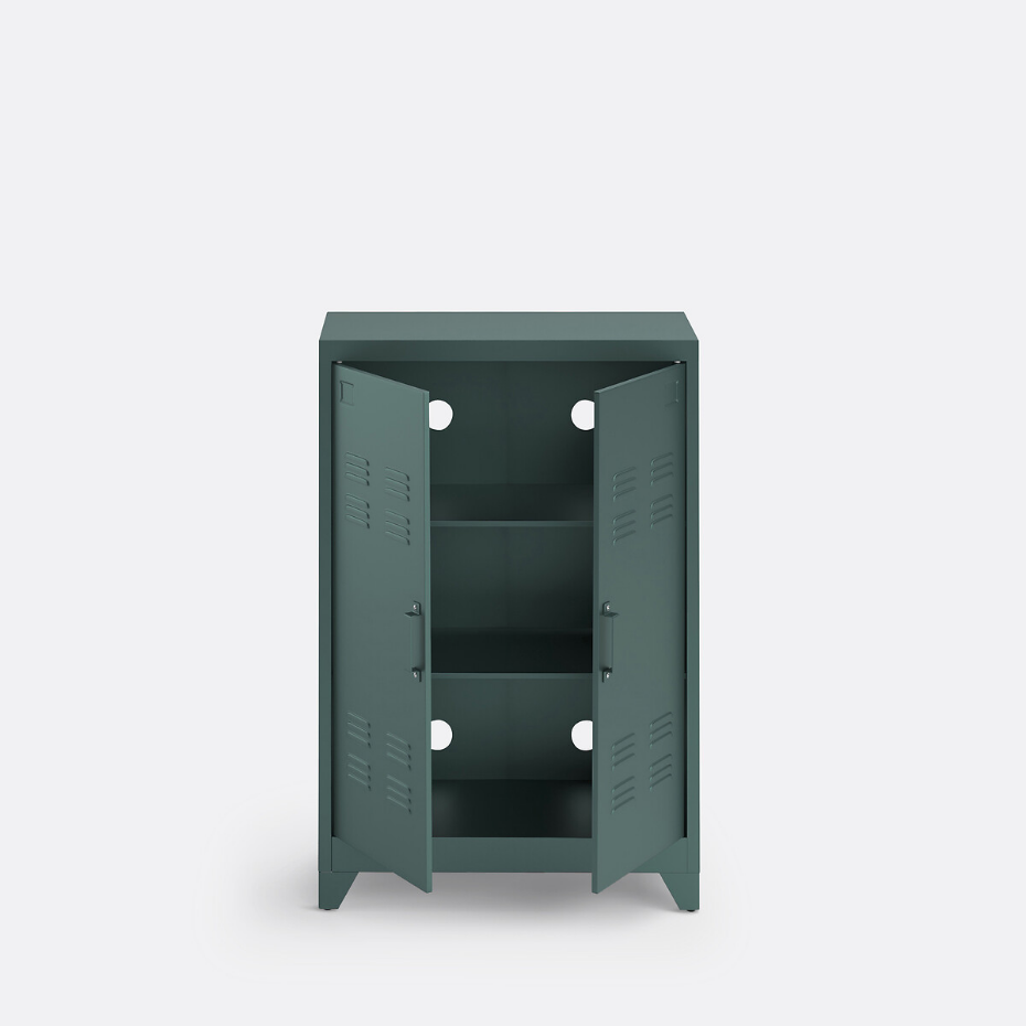 Armoire basse 2 portes en métal acier, Hiba