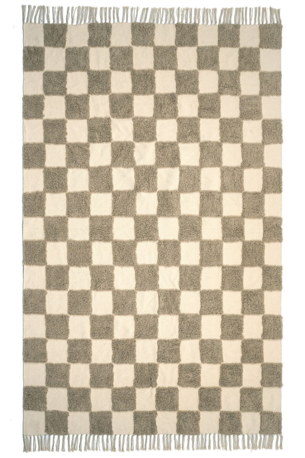 Tapis enfant à carreaux 100% coton MAEL