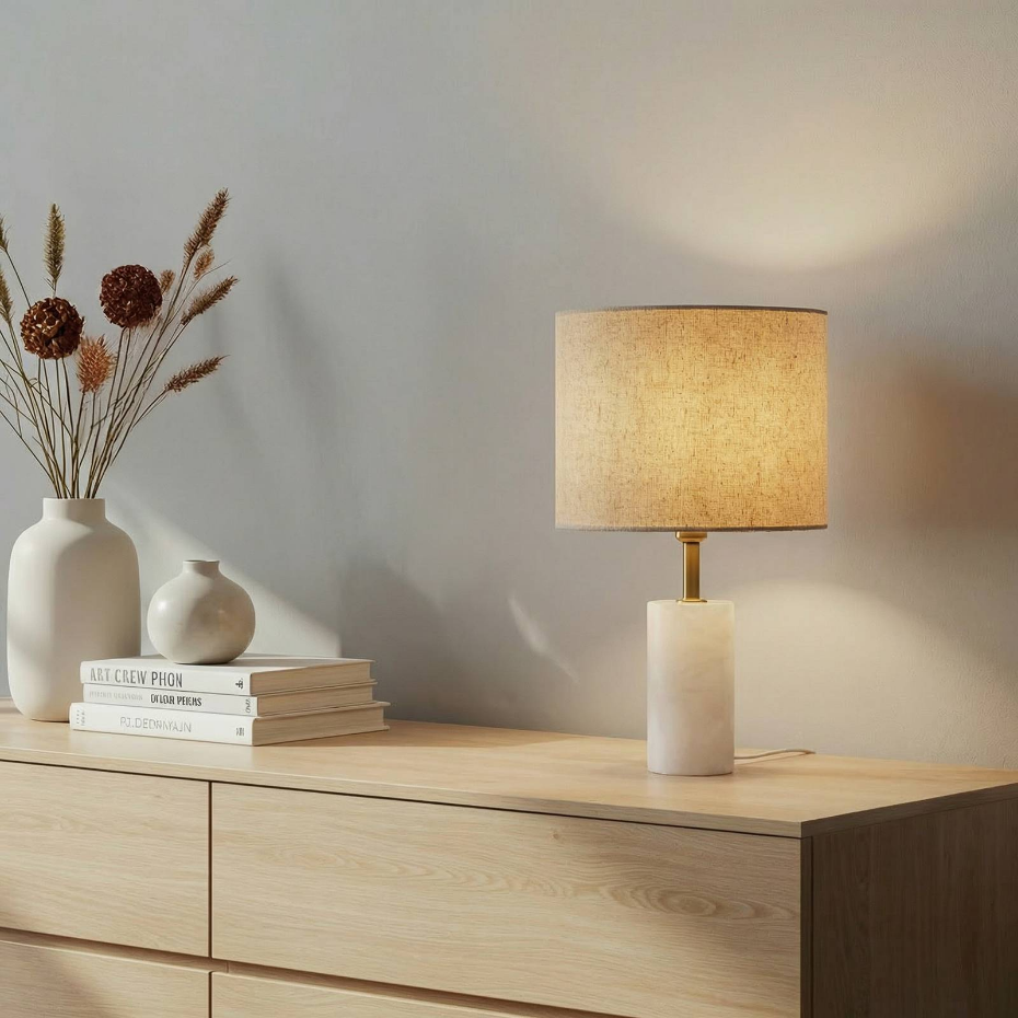 Lampe à poser en textile scandinave