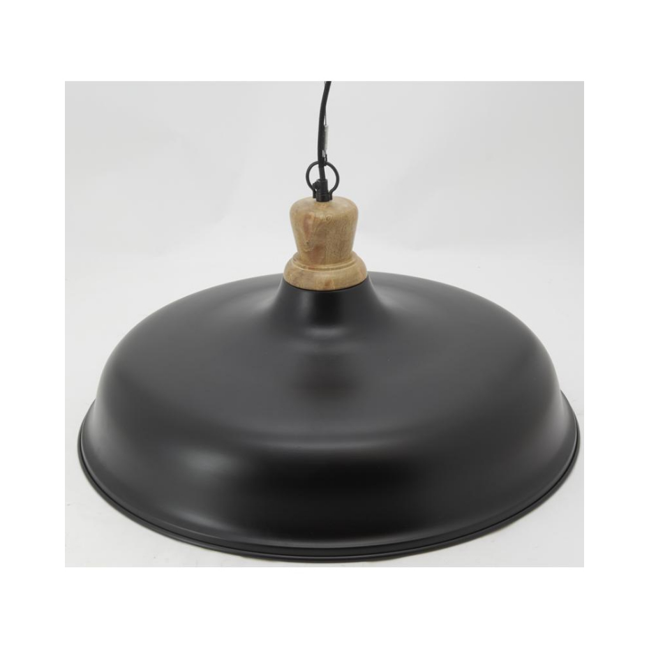 Suspension en métal et bois Ø 60 noir