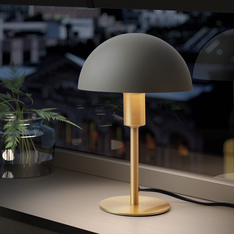 Lampe A Poser Poma Metal En Laiton Mat Et Abat-jour Crème