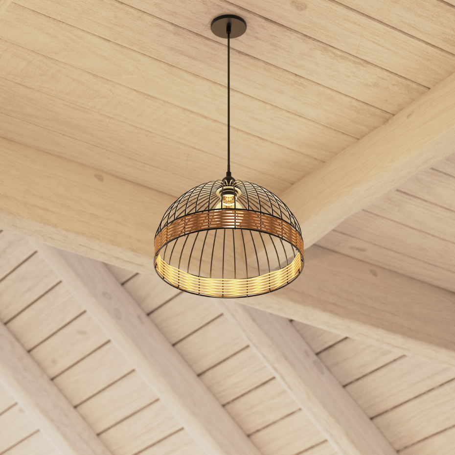 Suspension filaire rotin SUWA