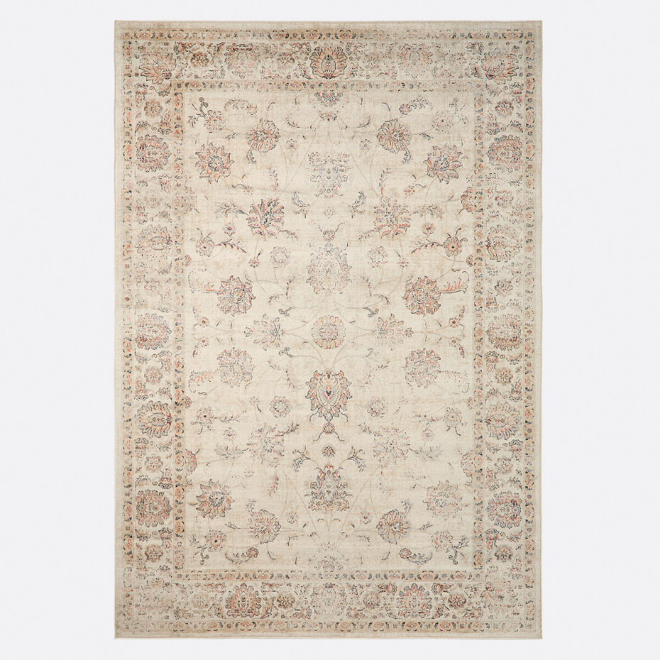 Tapis vintage, motif floral, effet used, DIONA