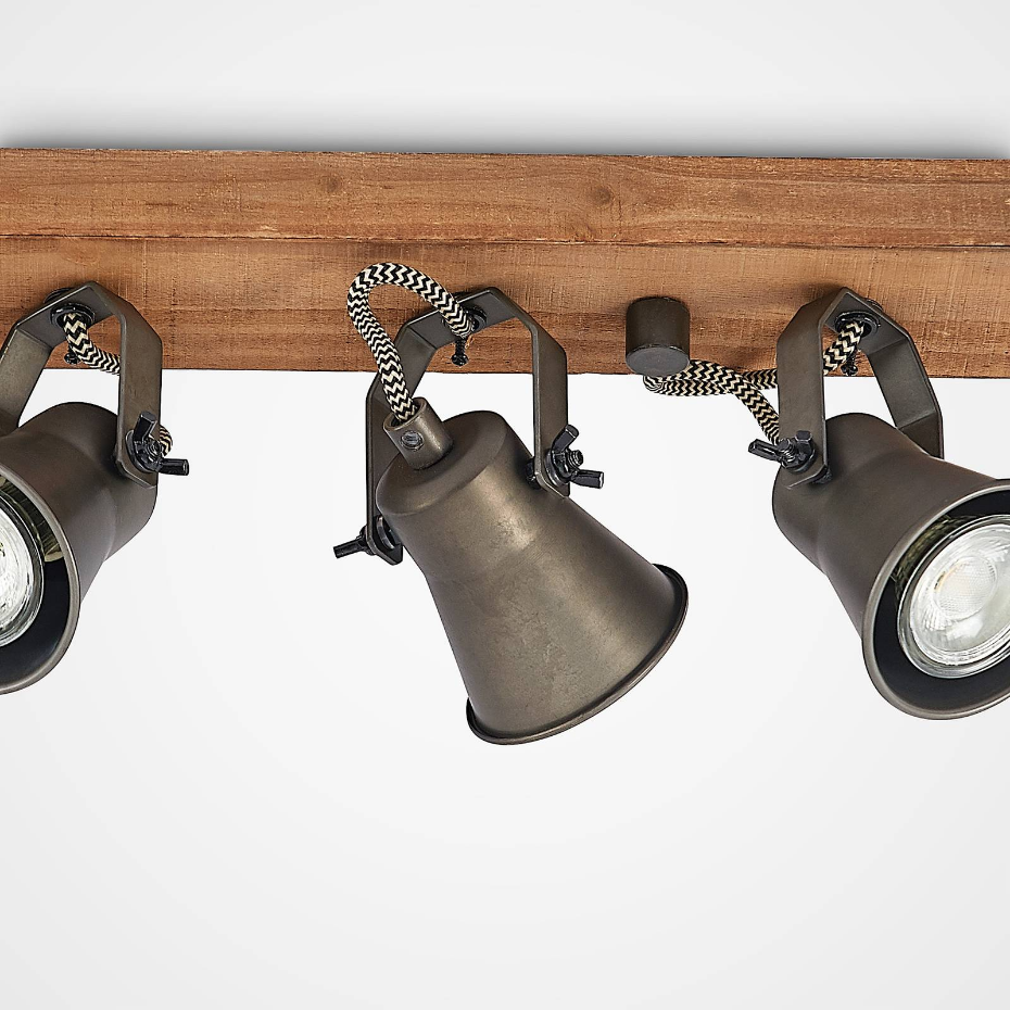 Projecteur halogène en bois vintage