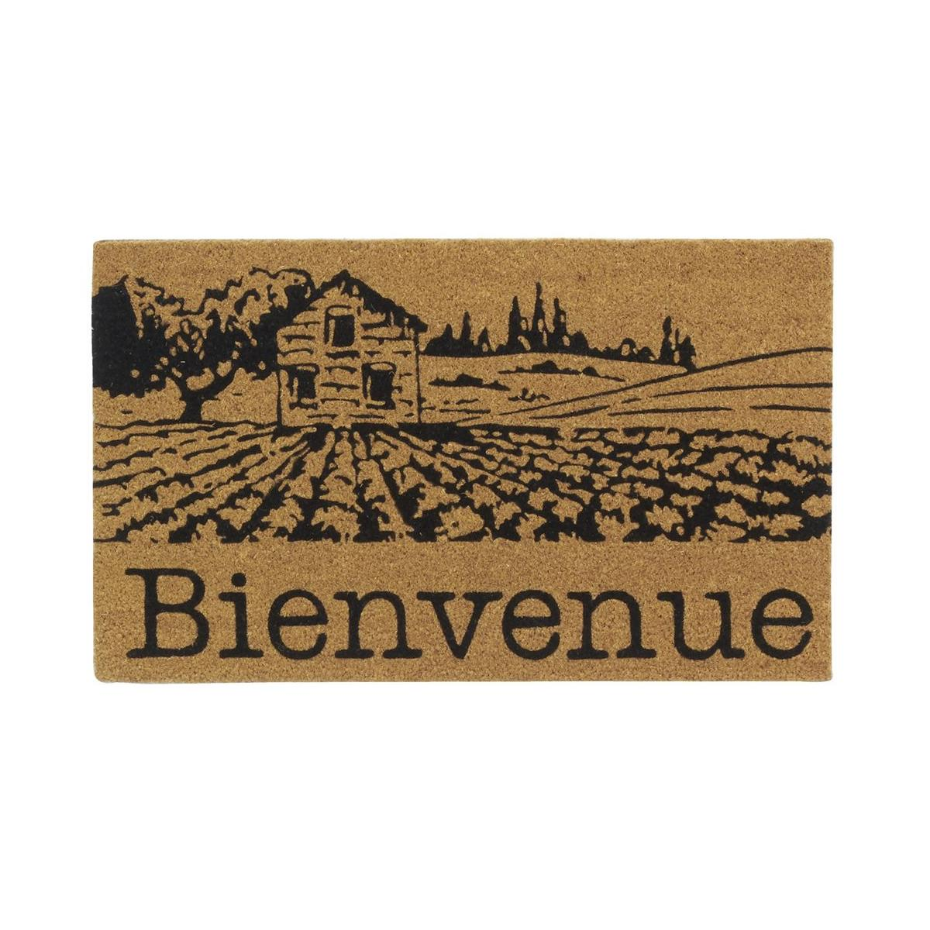 Paillasson coco intérieur extérieur 75 x 45 cm Village de Provence bienvenue