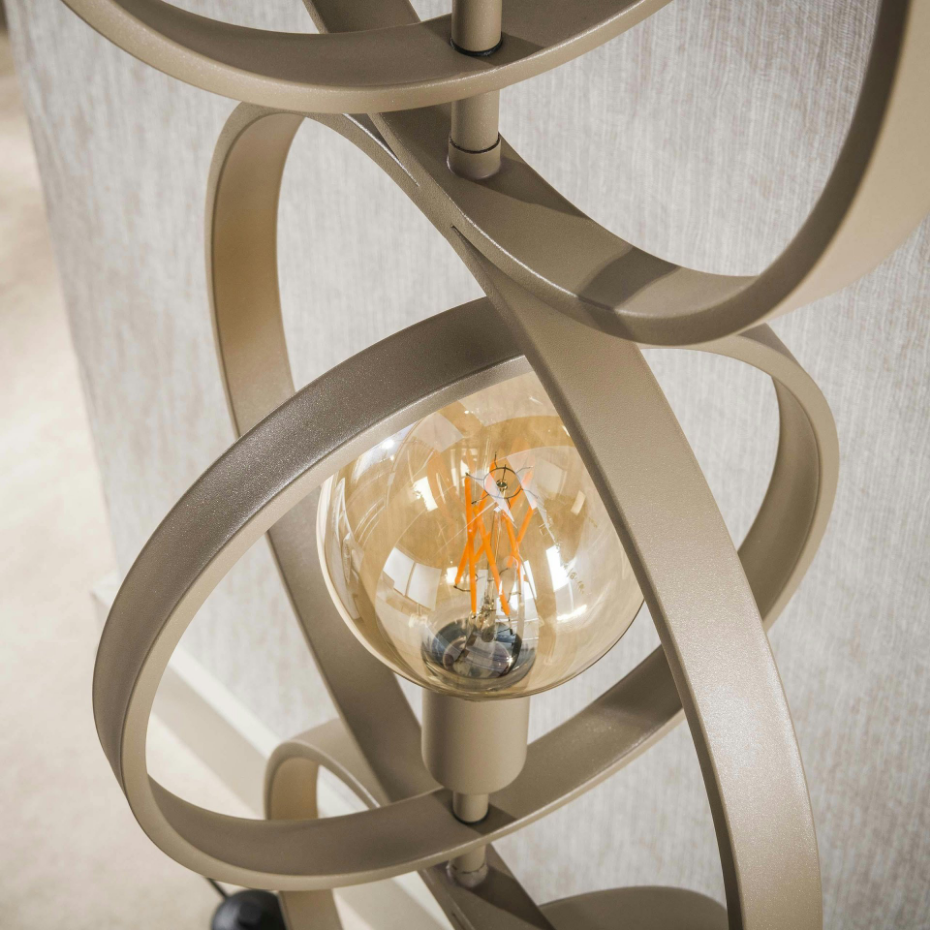 Lampadaire moderne beige 4 anneaux pivotants TRIBECA