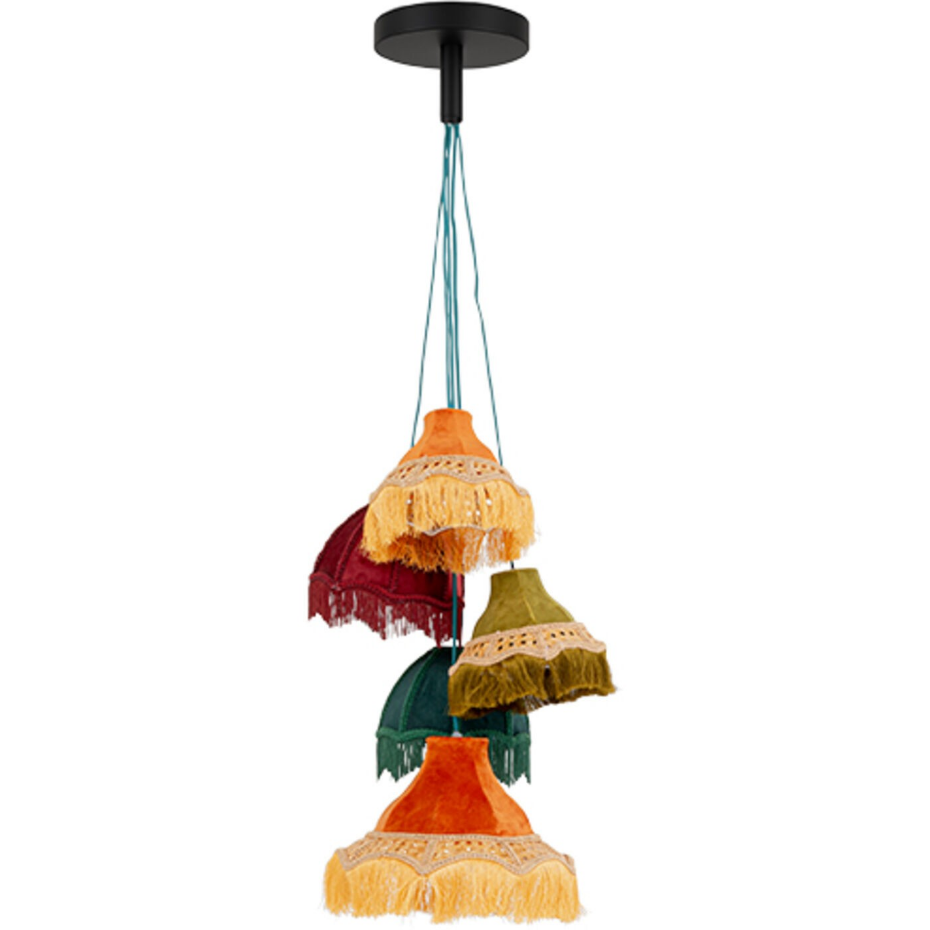 Suspension à franges en soie 5 abat-jours, SALOON