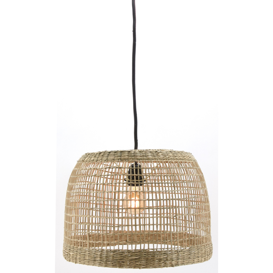 Abat-jour pour suspension rond en jonc naturel ajouré Diamètre 38cm