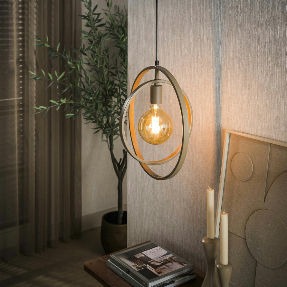 Suspension métal beige 1 anneau pivotant TRIBECA
