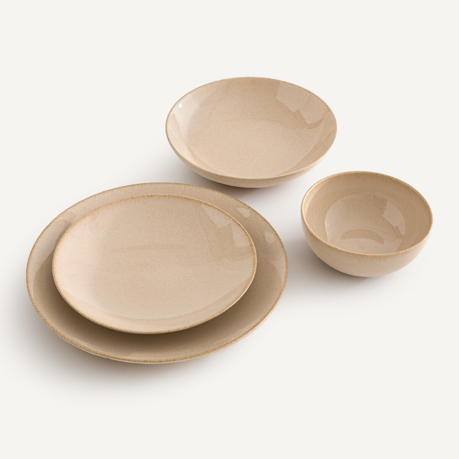 Lot de 4 assiettes plates en grès émaillé, BENN