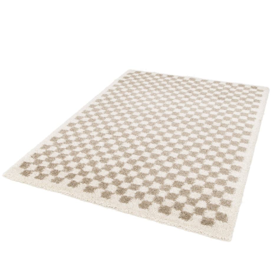 Tapis damier poils longs doux et volumineux CHECKERS