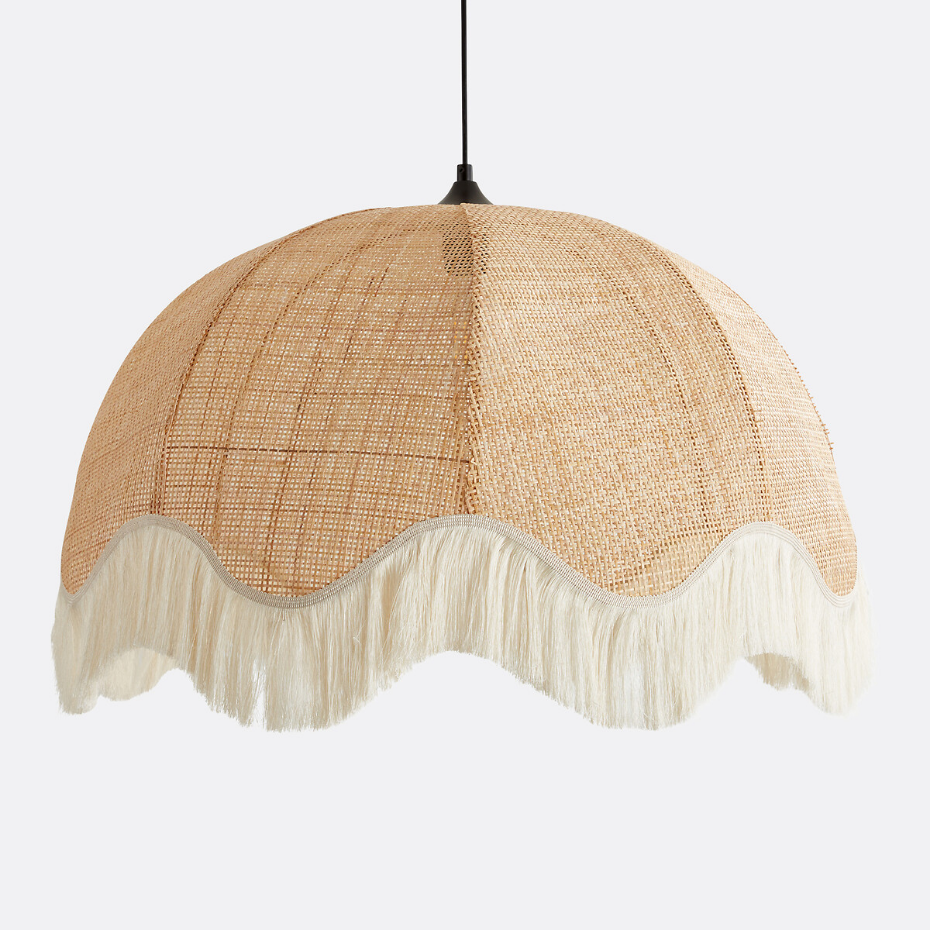 Suspension frangée en rotin Ø69 cm, Daphné