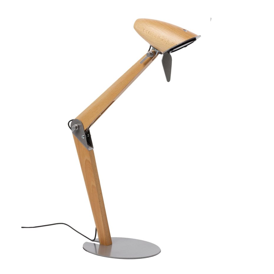 Lampe de bureau en hêtre verni, LORA