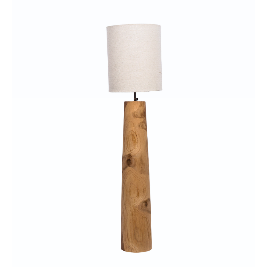 Lampe à poser en teck avec abat-jour en lin AGATHE