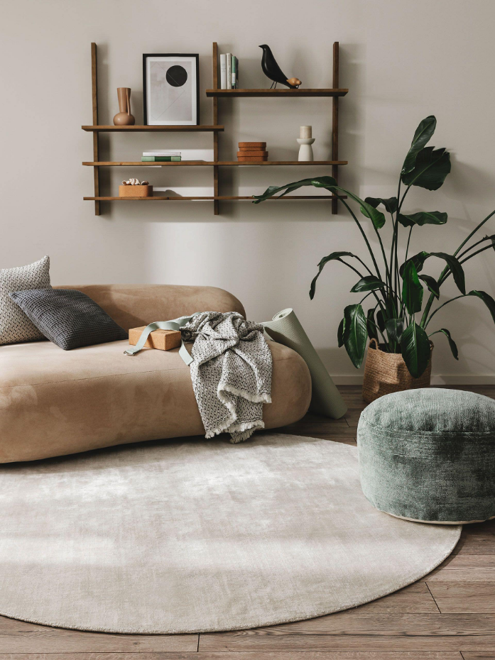 Tapis rond en viscose tissé main NOVA