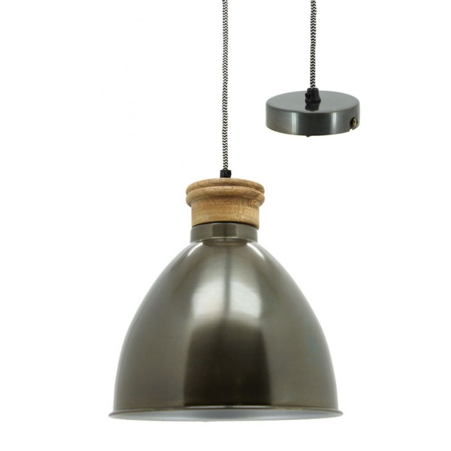 Suspension en métal et bois naturel sculpté
