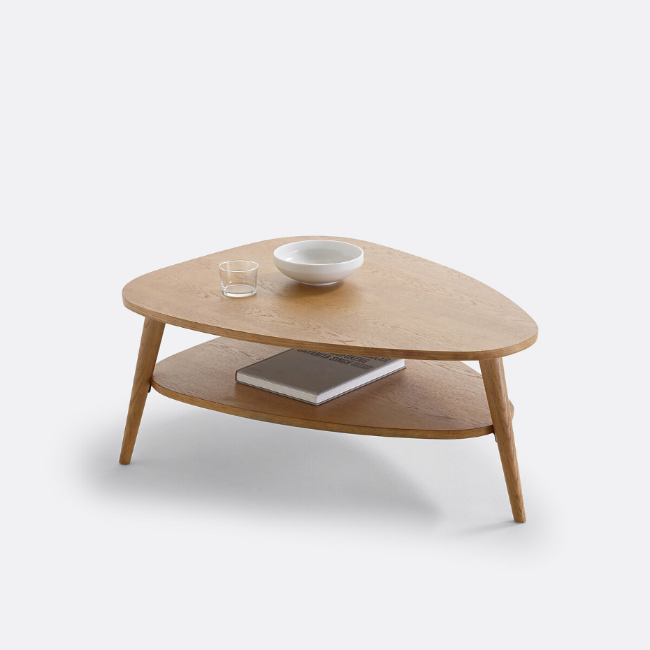 Table basse vintage, à double plateau, longueur 90 cm, QUILDA