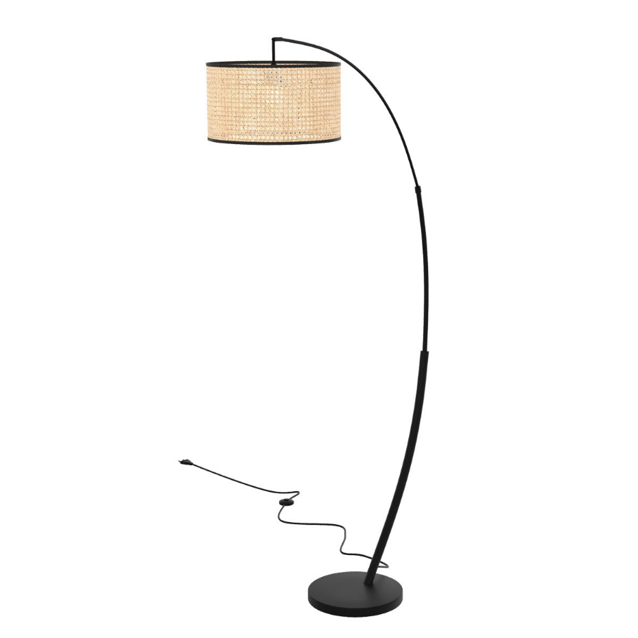 Lampadaire en rotin et métal - AIMÉE