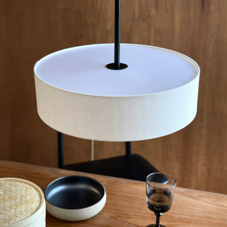 Suspension en métal et tissu Noir/Blanc Calix