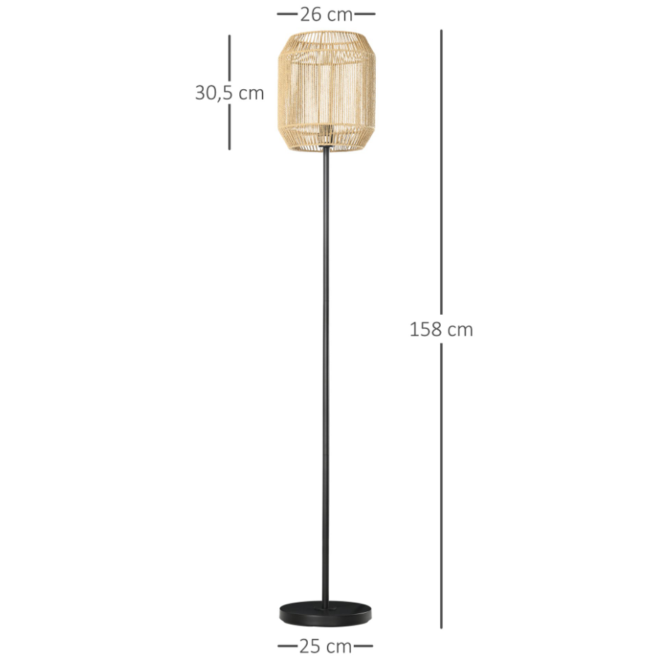Lampadaire aspect cannage style cosy H.158 cm noir beige