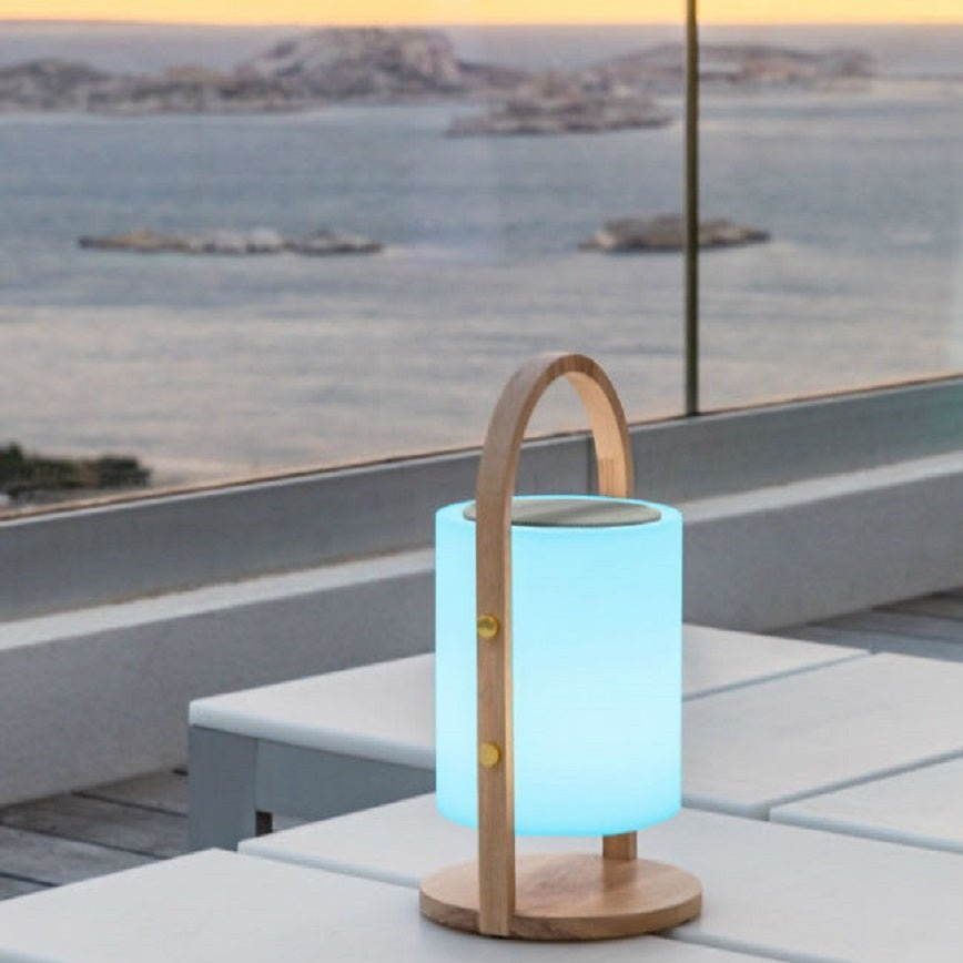 Lampe enceinte bluetooth multicolore WOODY PLAY H37cm