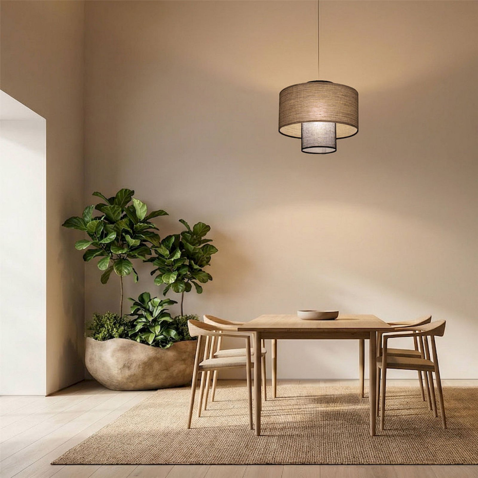 Suspension ronde en jute et lin Twin Light