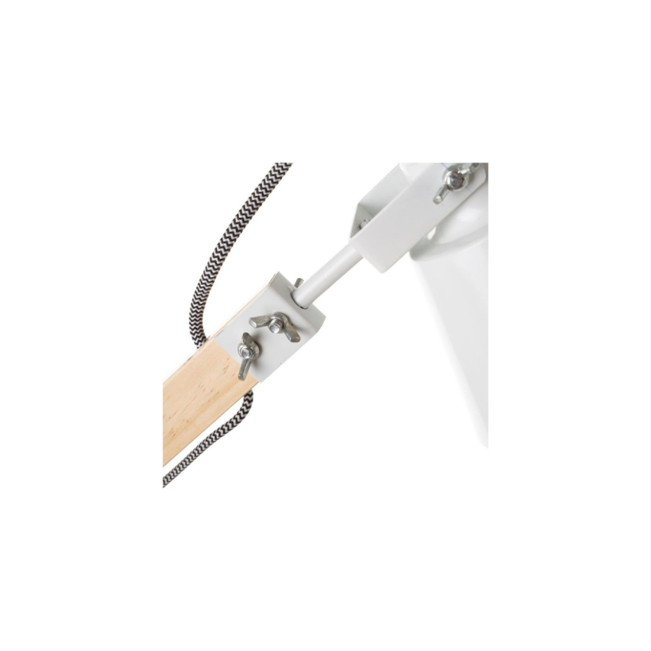 Lampe de Bureau Métal Blanc et Bois - Hauteur 43cm