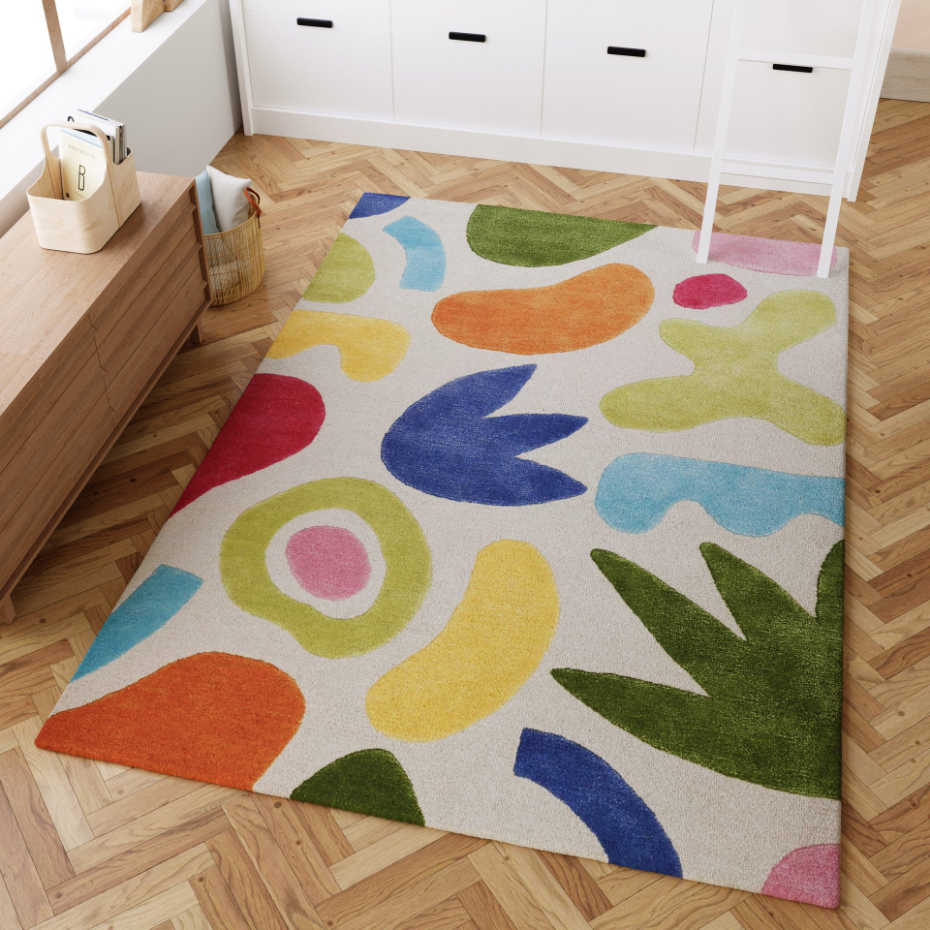 Tapis enfant à poil ras et motifs colorés ,  KIMI