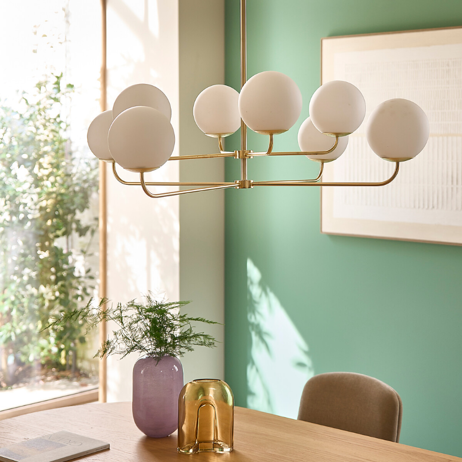 Suspension laiton et verre opaline, Moricio
