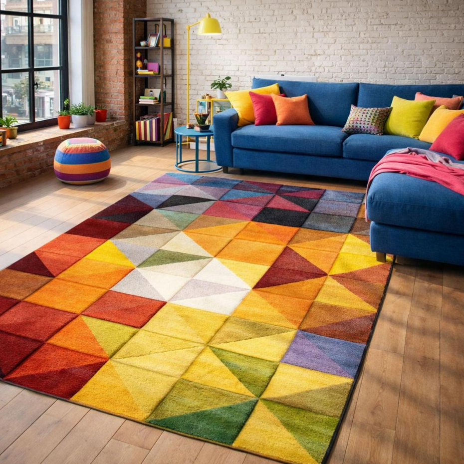 Tapis salon et chambre tissé motif géométrique LYN8 MARIX