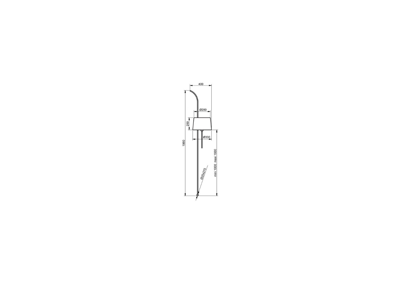 Lampadaire design en métal, WALL