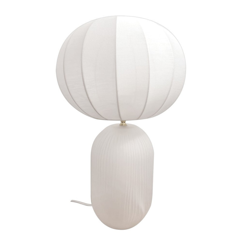 Lampe à poser en verre transparent opale et abat-jour toile Lucas