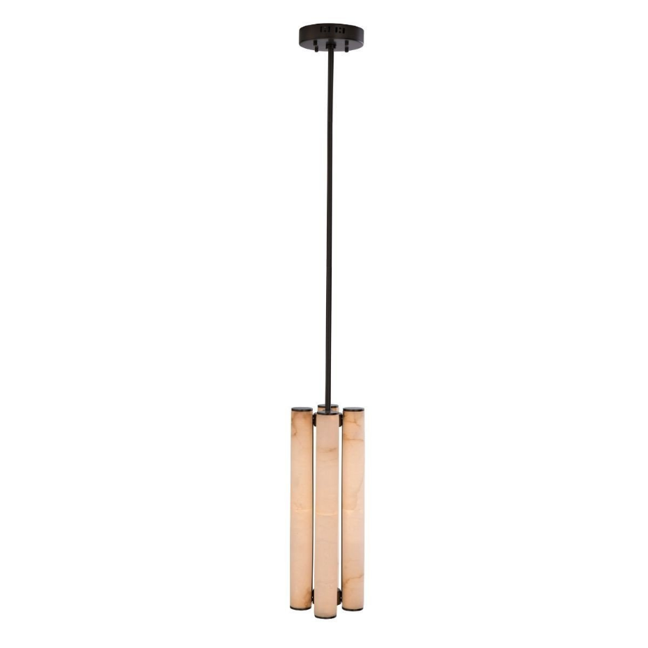 Lustre vertical en albâtre et métal H55 cm - MONTAIGNE