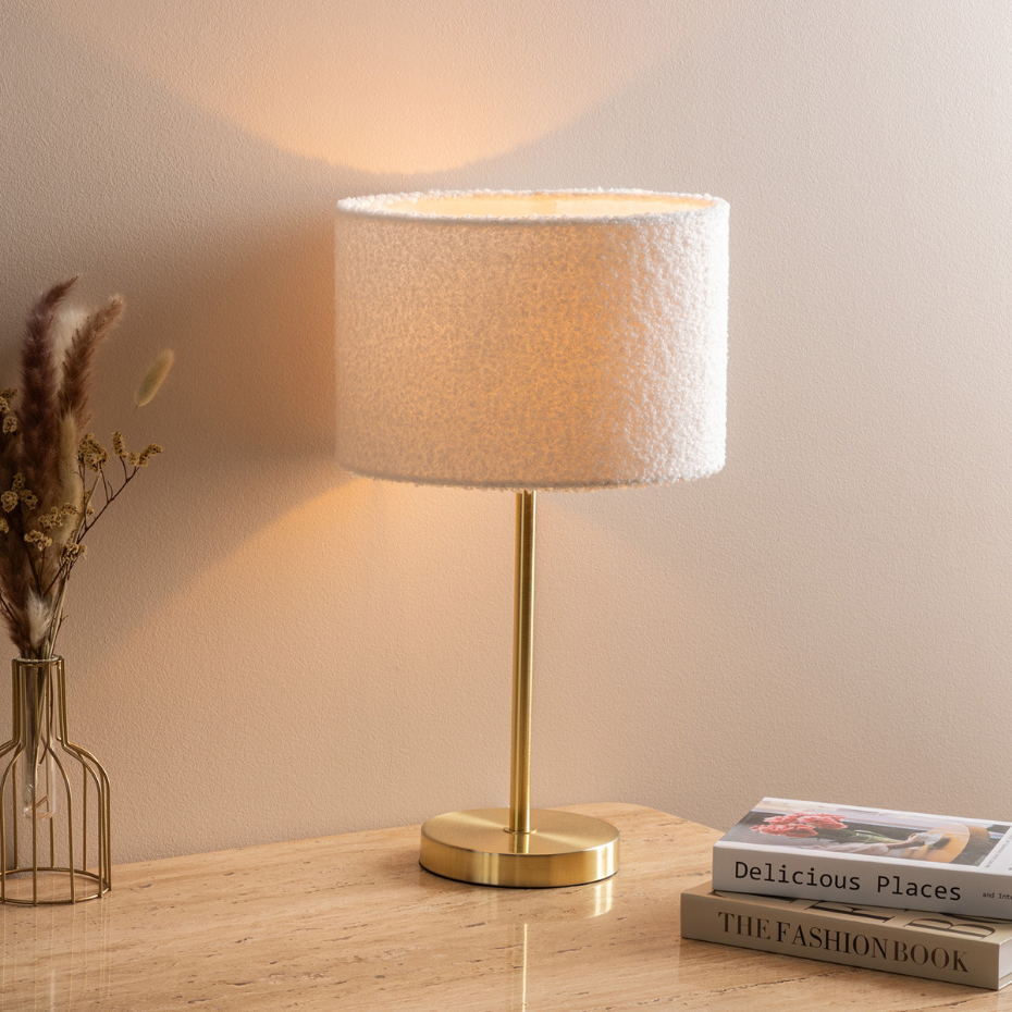 Lampe à poser métal tissu bouclette TINA