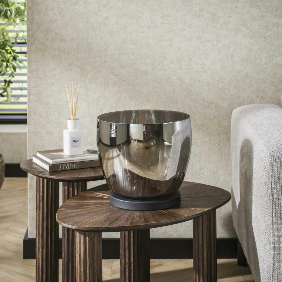 Lampe de salon moderne avec vasque en verre gris fumé 27 cm NIAGARA