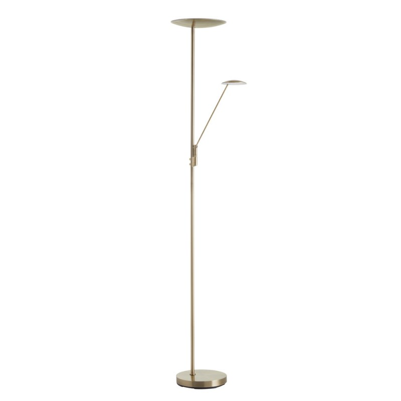 Lampadaire Led Daphné Avec Liseuse En Laiton Patiné