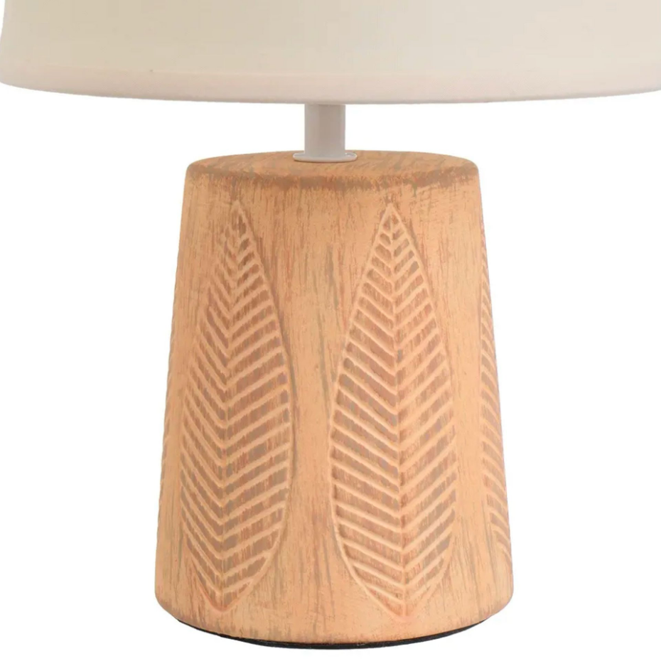 Lampe à poser en céramique terracota et abat jour beige 21x21x32cm