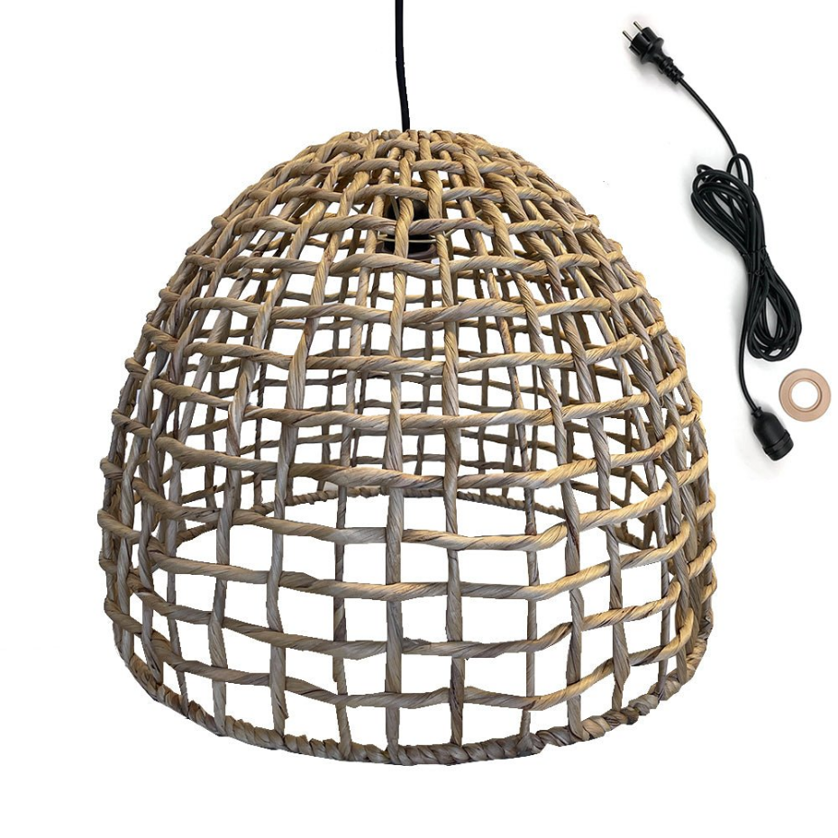 Suspension Extérieure Jacinthe d'Eau Beige D50cm Câble 5m