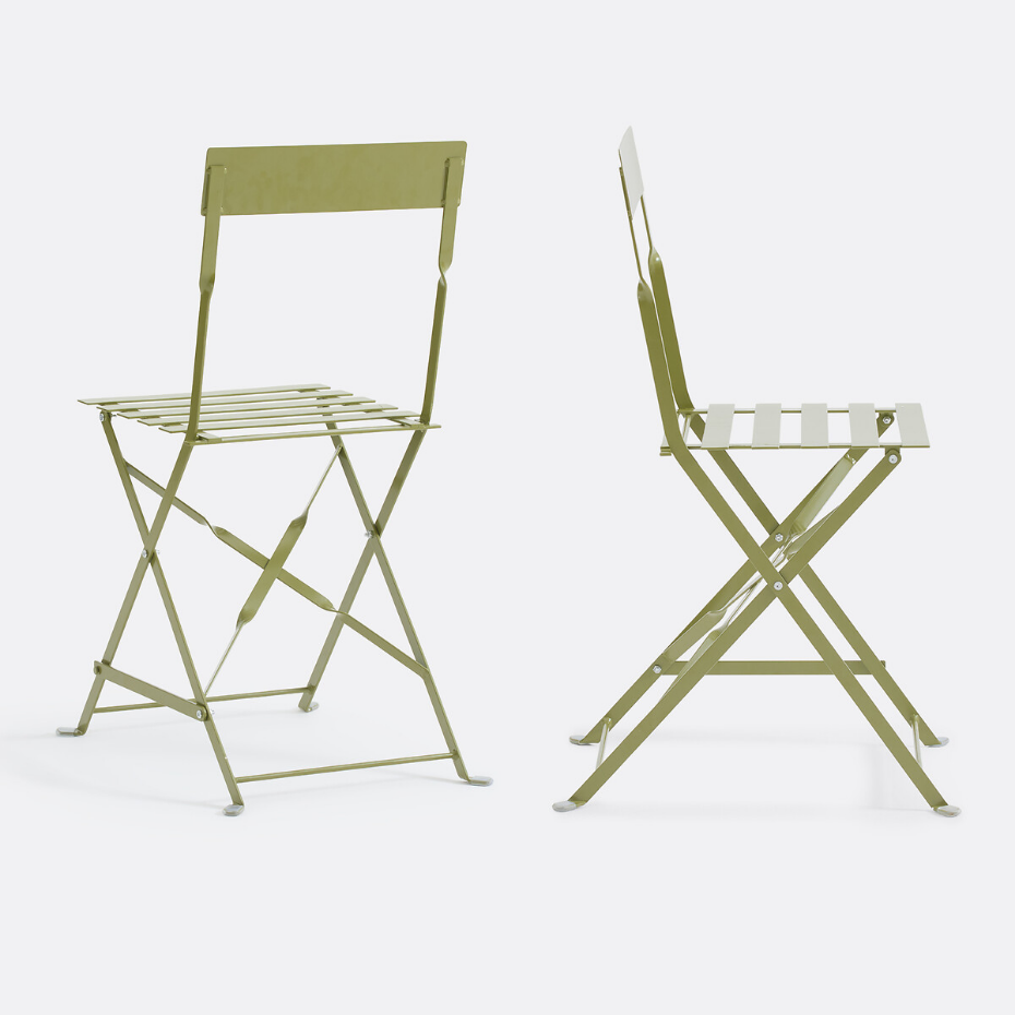Lot de 2 chaises pliantes métal fer, Ozevan