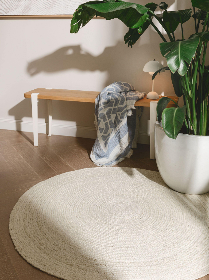 Tapis rond de jute tissé main JUTTA