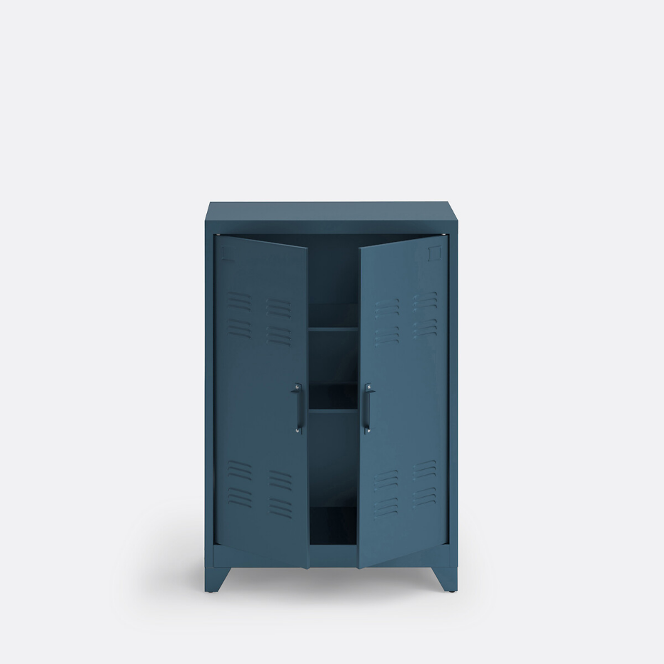 Armoire basse 2 portes en métal acier, Hiba
