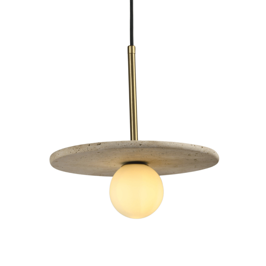 Suspension travertin et globe opale - SILVIA