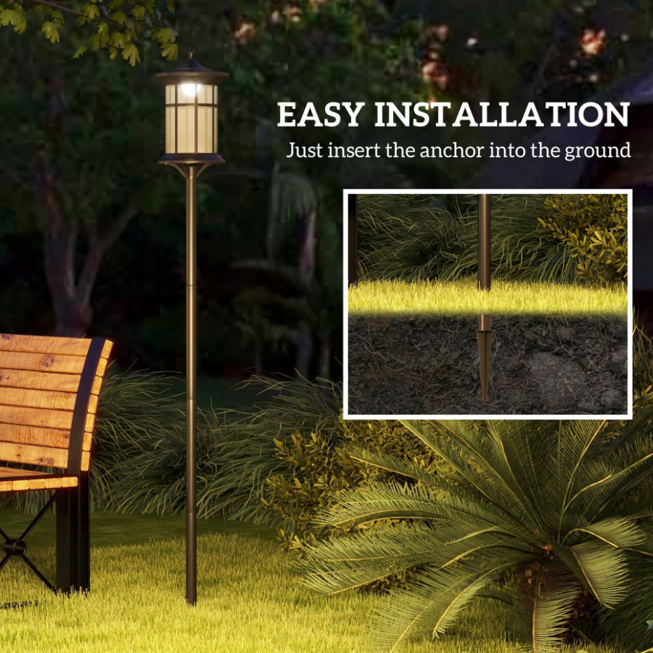 Lampadaire solaire LED extérieur sur pied H. 184 cm noir