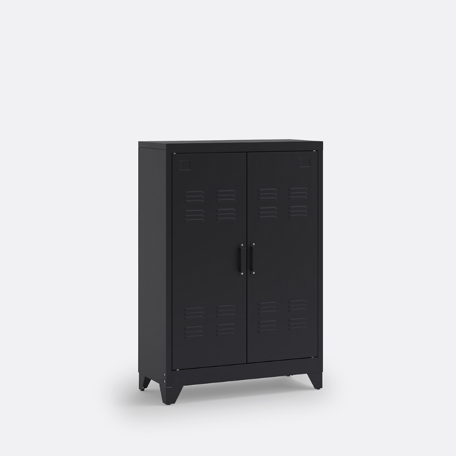 Armoire basse 2 portes en métal acier, Hiba