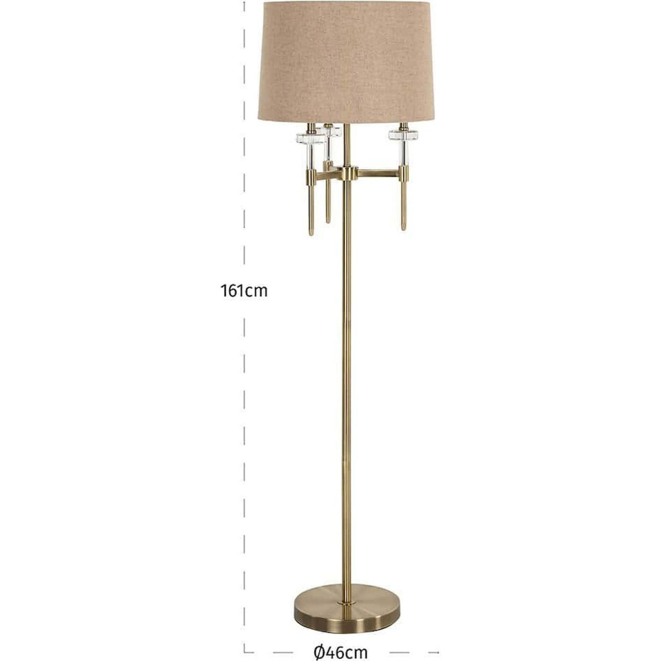 Lampadaire en fer doré abat-jour tissu et détails cristal